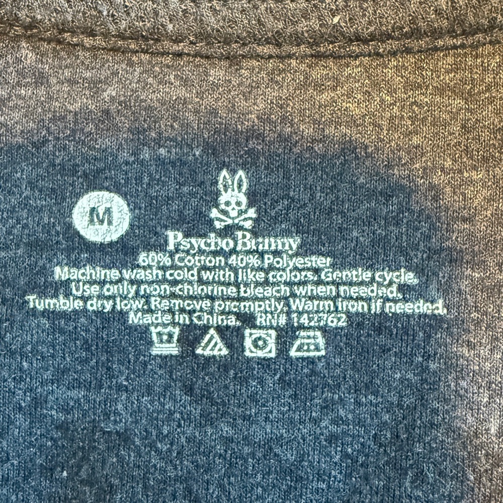 Psycho Bunny Heathered Navy Thermal Knit Top, Size Medium - Picture 7 of 7